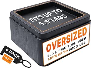 Amazon.com: JONHWI Bed Risers, Oversized Furniture Risers Fit Up to 5.5 ...