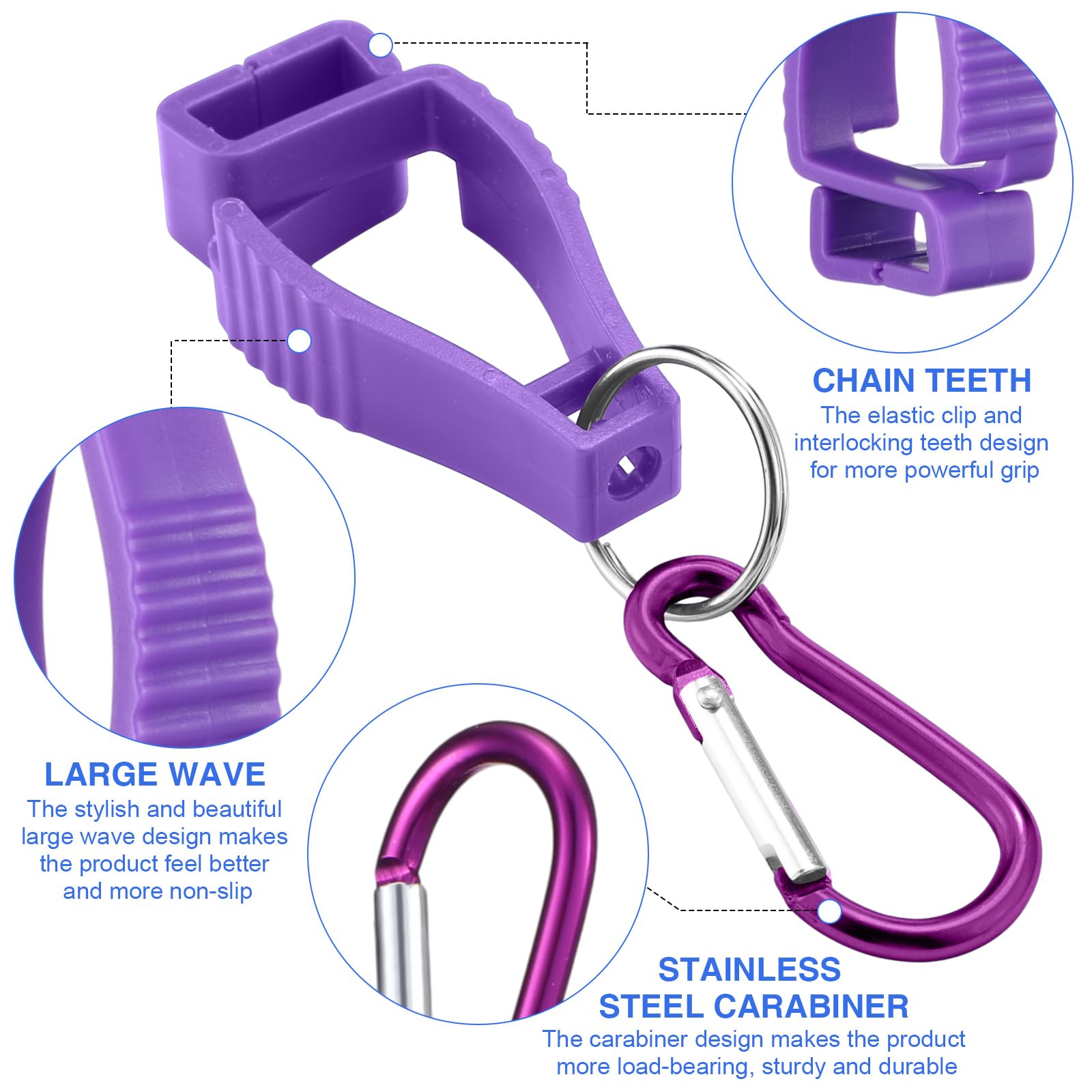 Leinuosen 72 clips multicolor para guantes a granel para el trabajo, clips grandes para guantes de seguridad, guantes de seguridad, cinturones de herramientas de construcción, cinturones y sombreros