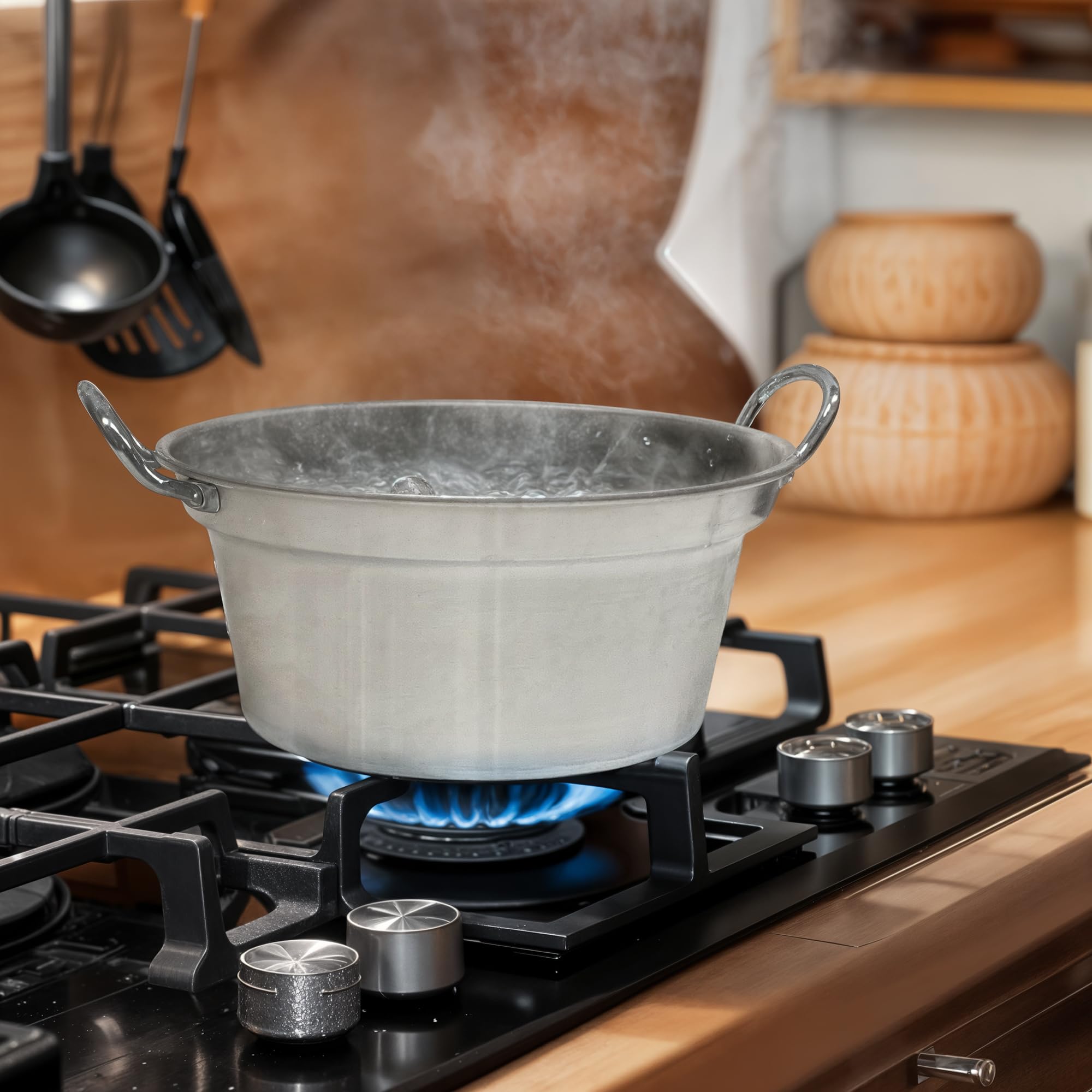 Sicignano | Caldaia Ø 52 x 30h cm in Alluminio 99,5% Capacità 33L – Manici in Acciaio, Spessore 2-4 mm – Made in Italy, Ideale per Cotture Professionali e Ristorazione