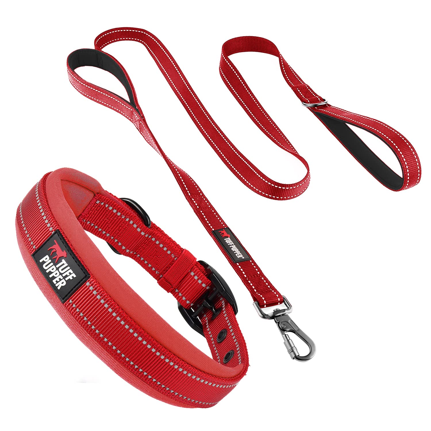 Photo 1 of *******SIMILAR***** Tuff Pupper Matching 6 Foot Double Handle Leash and Collar (23-27" Neck) - Red