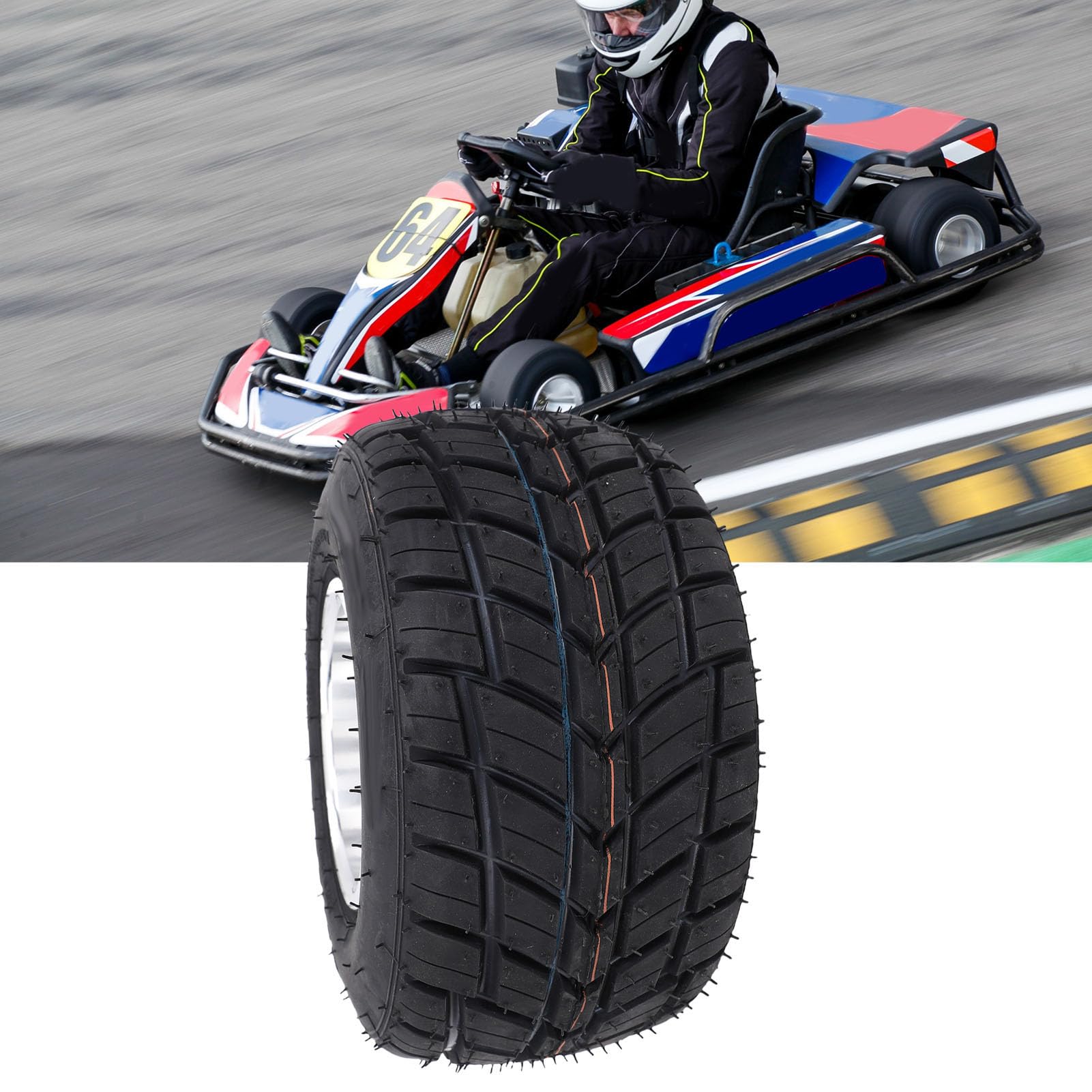 Yctze 10x4.50-5 Pneu à Roue de Bord Avant Go Kart Tire Kart Tire Racing Kart Tire 4pr Anti Puncture Anti-ponction avec Rim en Alliage en Aluminium pour Le Chariot UTV ATV Côte à Côte