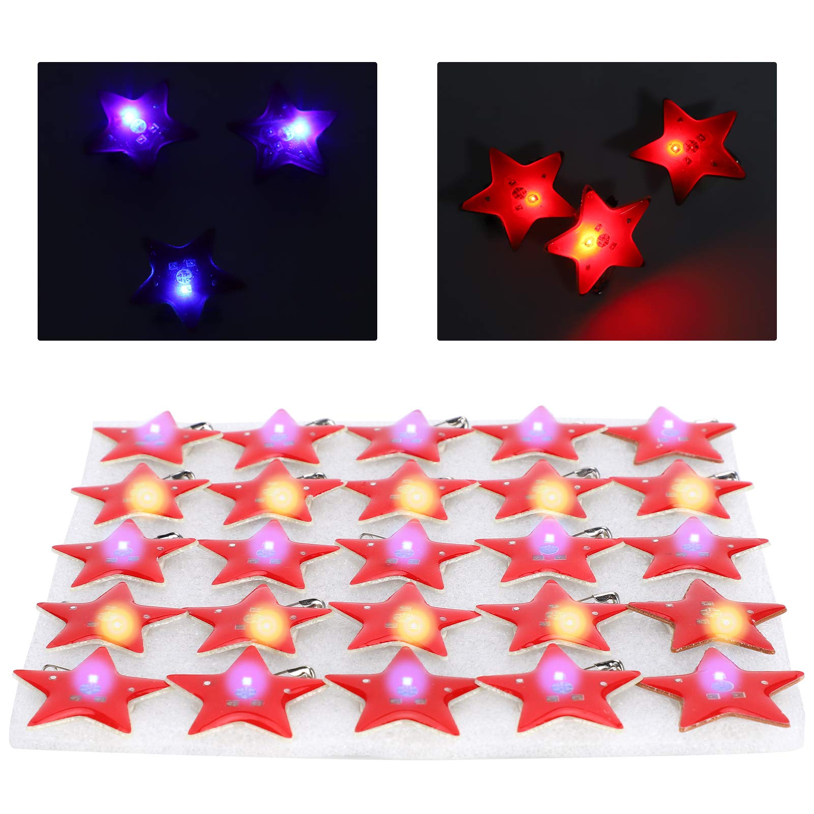 Jeanoko Estrella de Cinco Puntas Intermitente LED Broche Pin Broches de Navidad Artesanía de Bricolaje para Regalos de Fiesta Regalo para niños Decoración de Ropa