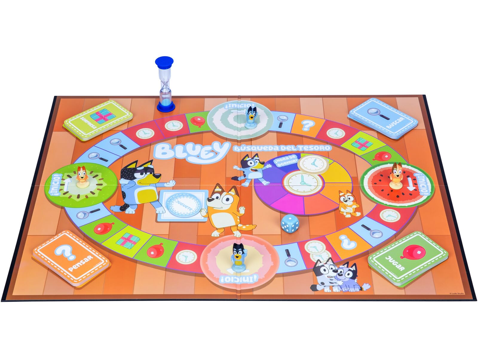 Juego de la Búsqueda del Tesoro de Bluey. Un Divertido Juego de Mesa repleto de Actividades entretenidas, Cosas Que Buscar y Preguntas sobre Bluey Que Responder.