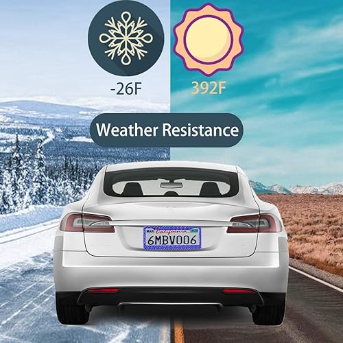 Miniatura 6 de Paquete de 2 marcos de matrícula: marco de placa de acero inoxidable hecho a mano con diamantes de imitación de zafiro con 4 tapas de rosca de