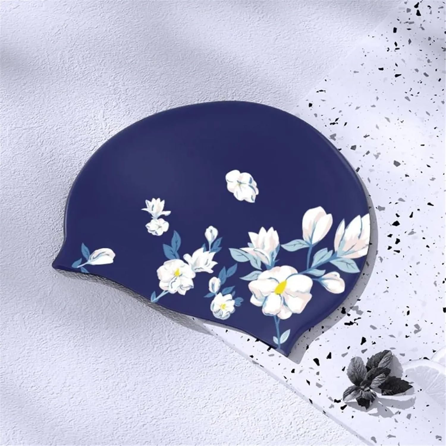 Swimming Vintage Style Long Hair Silicone Swimming Cap,Breathable Lightweight Swimming Hat Swim