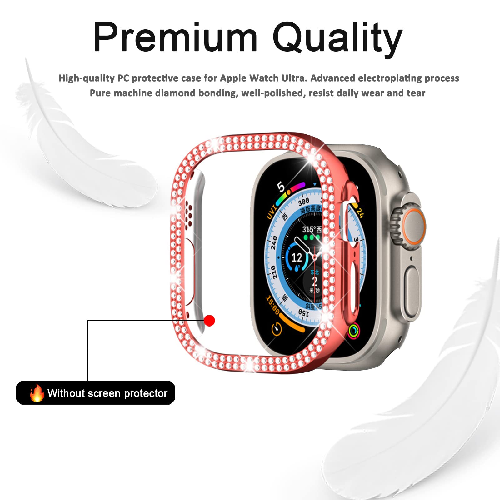 Miimall Compatible with Apple Watch Ultra 2/49mm Bling Case, Hard Bumper Case with Crystal Diamonds - Image 4