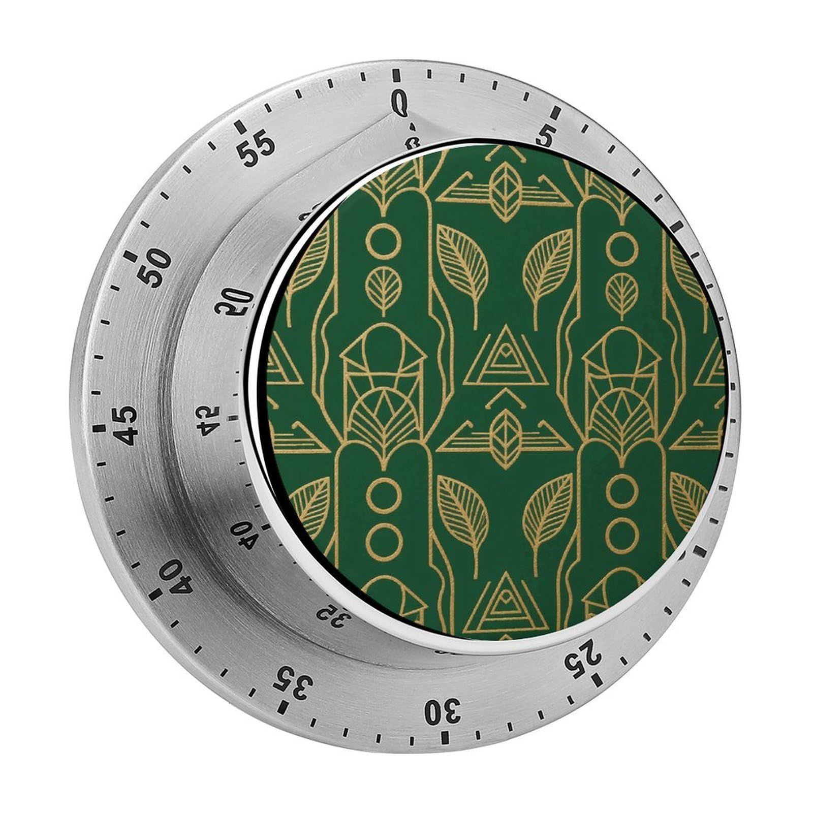 Temporizador mecánico de acero inoxidable Art Deco con cuenta regresiva de 60 minutos