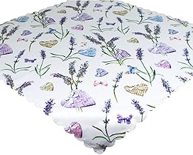Nappe de table Lavande & Cœurs Blanc 80 x 80 cm Surnappe pour printemps et été
