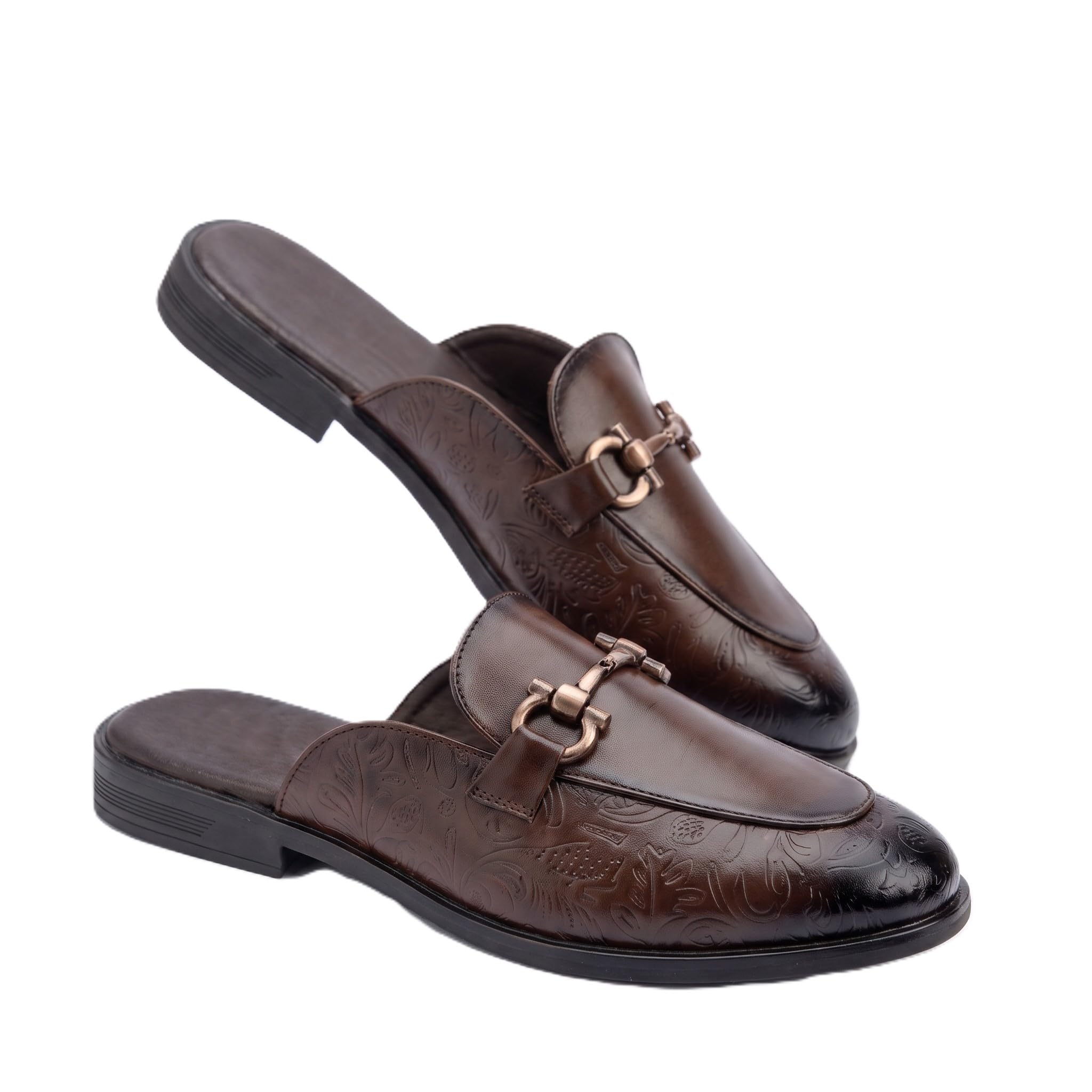 bxxy Men's Stylish Casual Wear Slide Sandals | Lightweight Slipon Mules for Parties & Galas with Premium Metal Bit Accent.-picture-41