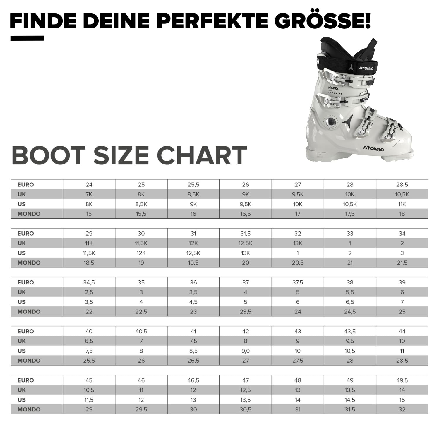 ATOMIC Hawx Magna 85W Skischuhe - Alpin-Skischuh für Damen in Schwarz/Denim/Silber - 102mm breite Passform - Stabile Prolite Konstruktion - Memory Fit für präzisen Sitz