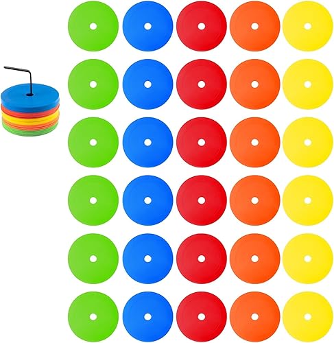 31 unidades de conos planos de 6 pulgadas, marcadores de puntos, conos de fútbol, marcadores de cancha de campo, puntos de sentarse, discos planos,