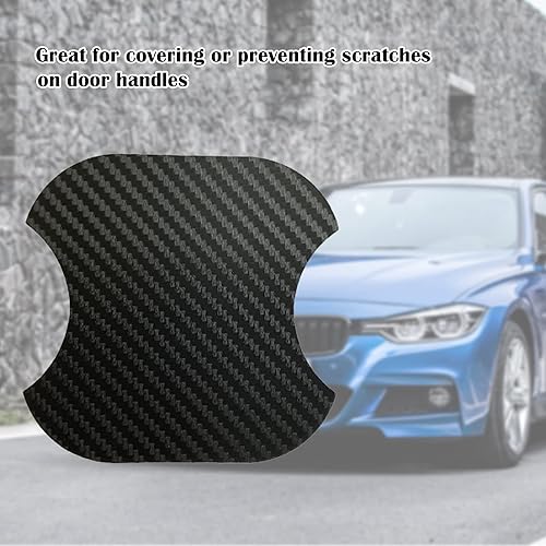 Miniatura 8 de kingsea 4 protectores contra arañazos para manija de puerta de automóvil, textura magnética extraíble de fibra de carbono 3D, textura de fibra de