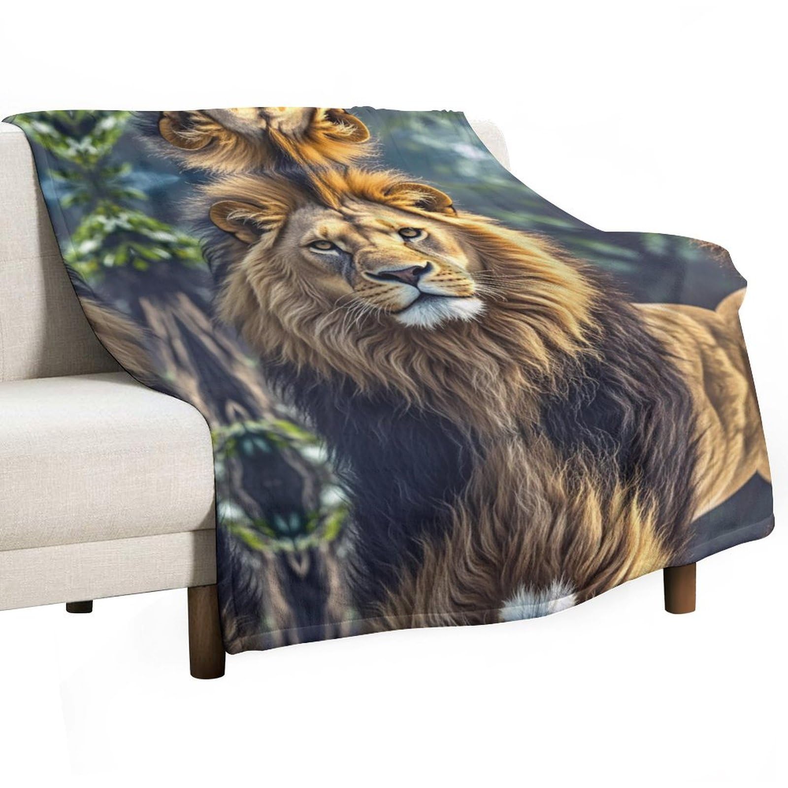 Couverture en flanelle de lion douce et chaude pour lit ou canapé de salon
