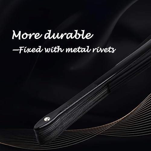 Miniatura 10 de HONSHEN Ventilador de mano plegable con bambú para mujeres y hombres, ventilador de mano chino japonés de bambú para festivales, danza, regalo,