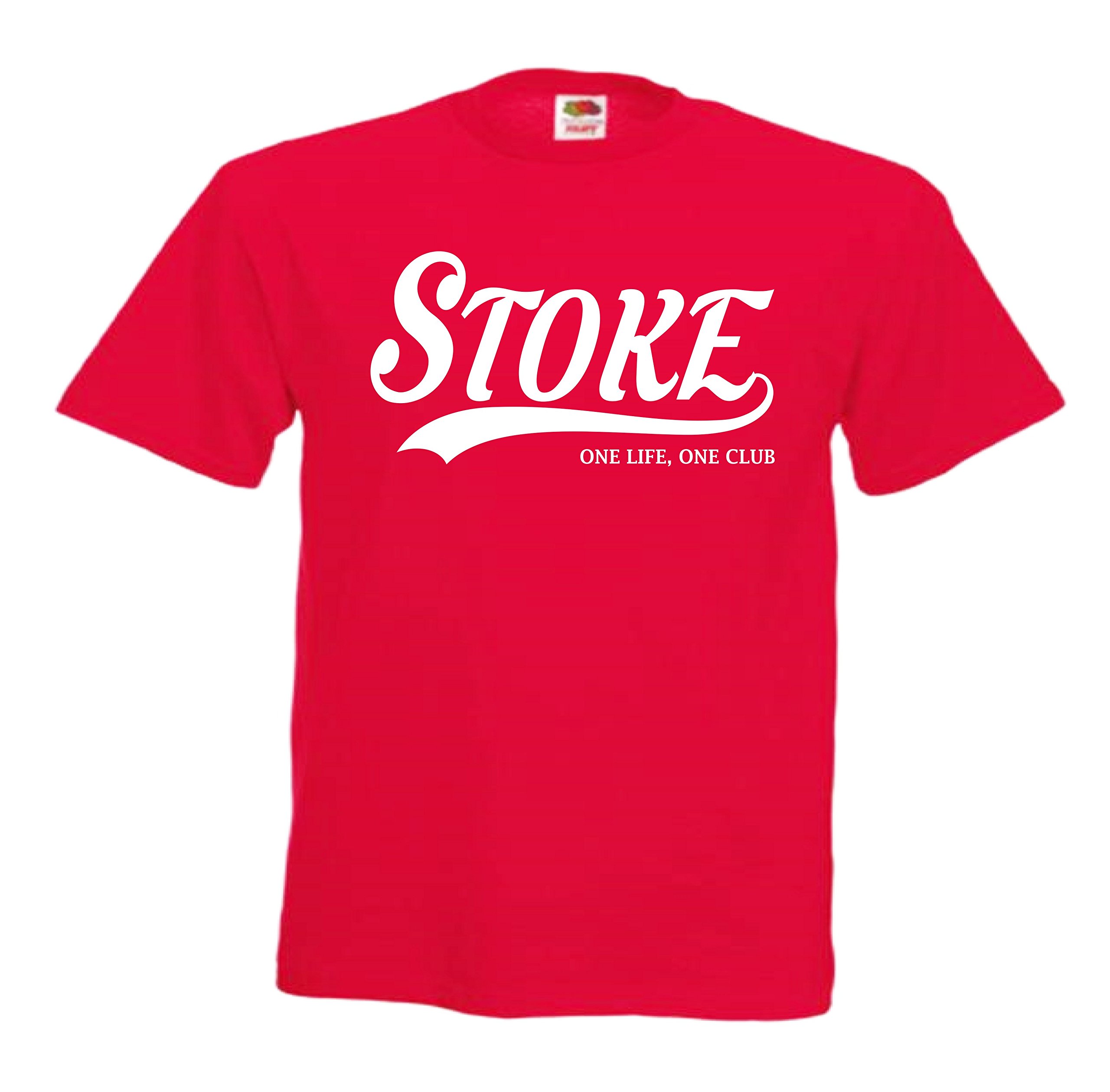 All About The Print Stoke Football Gift - one Life one Club Idea T-Shirt Present F7 (Adult Medium, Red)