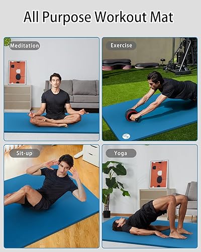 Miniatura 6 de Tapete de yoga grueso y ancho para mujeres y hombres, tapete de ejercicio grande de 78 x 35 pulgadas, tapete de entrenamiento para gimnasio en casa,