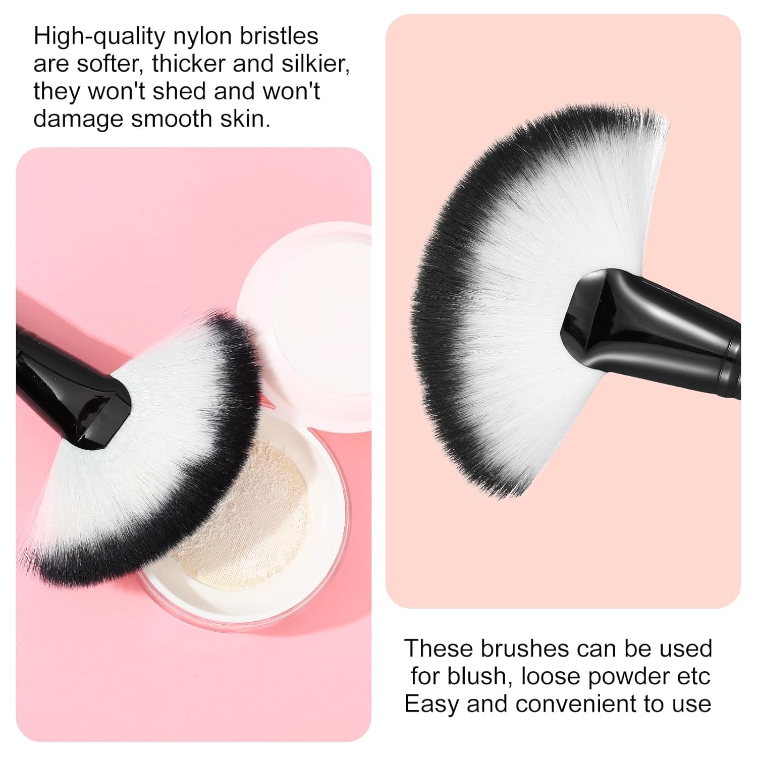 Keli Fan Brush for Makeup – Professional Soft Synthetic Bristles Highlighting, Foundation and Contour Brush for Face, loose Powder, Bronzer & Highlighter – Soft Bristles for Flawless Blending Finish 3