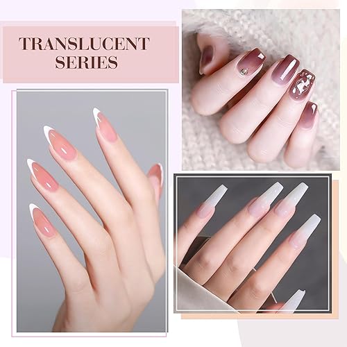 Miniatura 6 de CANNI Juego de esmaltes de uñas de gel sin hema, de 0.3 fl oz, 6 unidades, color blanco lechoso neutro, transparente, color blanco lechoso, kit de