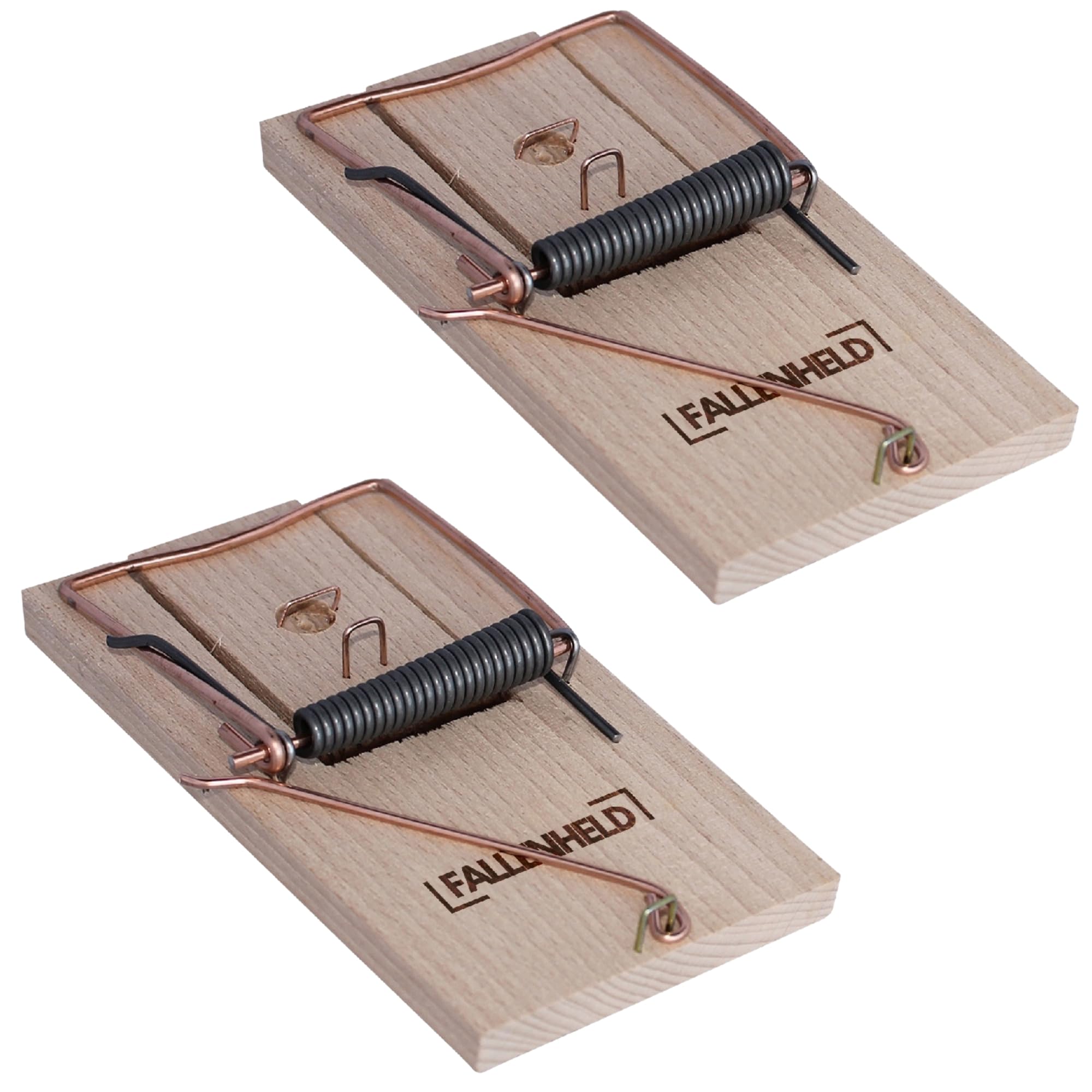 FALLENHELD 2er Pack mit klassischen Rattenfallen aus Holz, Schlagfalle, Schnappfalle, wiederverwendbar, Starke Schlagkraft, innen anwendbar