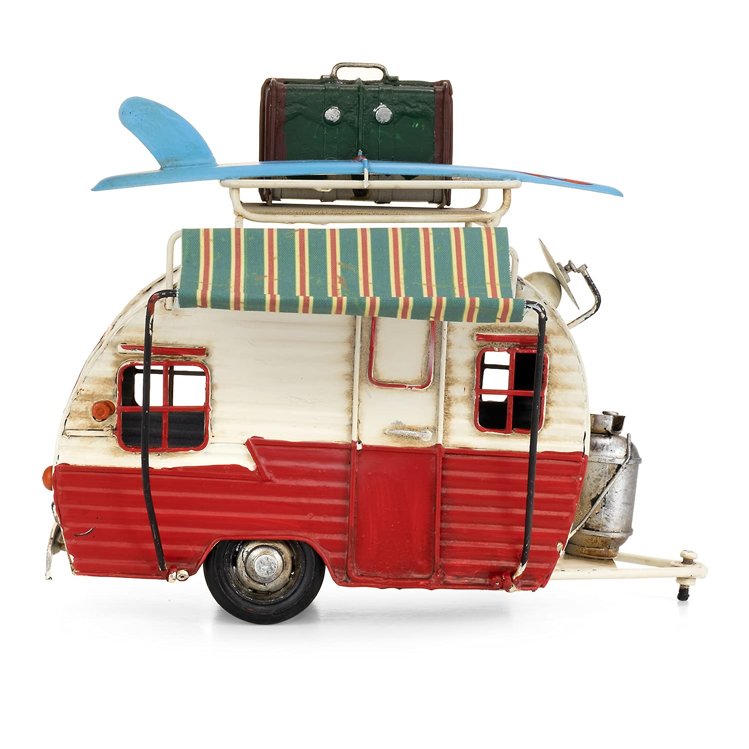 Moritz Blechdeko Wohnwagen rot Weiss Gepäck Retro Camper Auto Oldtimer Nostalgie Sammlerstück