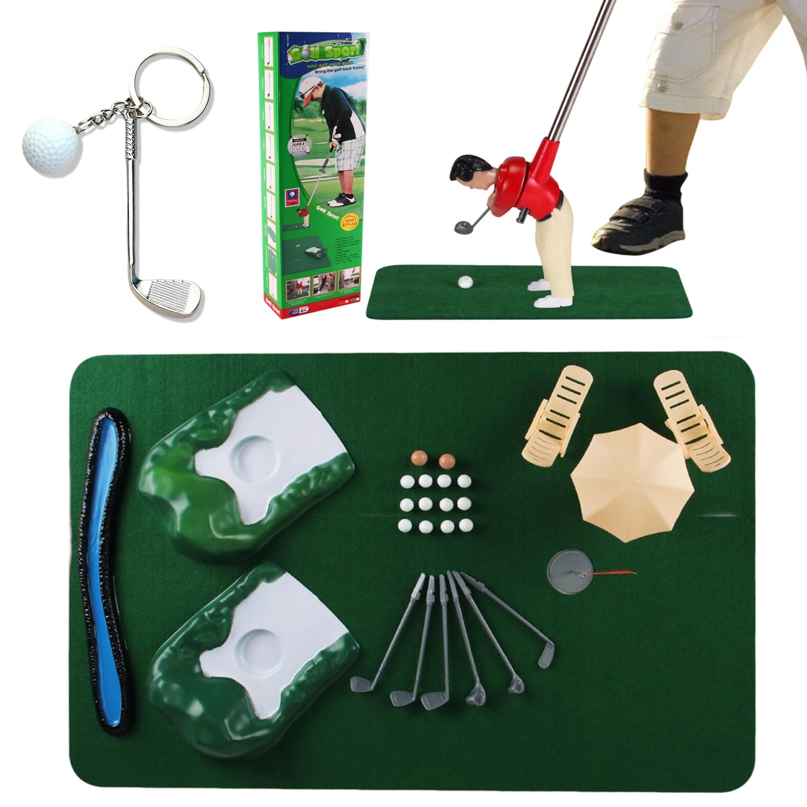 HItianya Mini Golf Game Set, Funny Tiny Golfer Golf Game, Indoor Tabletop Miniature Golf Course Kit, Interactive Family Desk Toy with Tiny Golfer Gift for Kids & Adults (B)