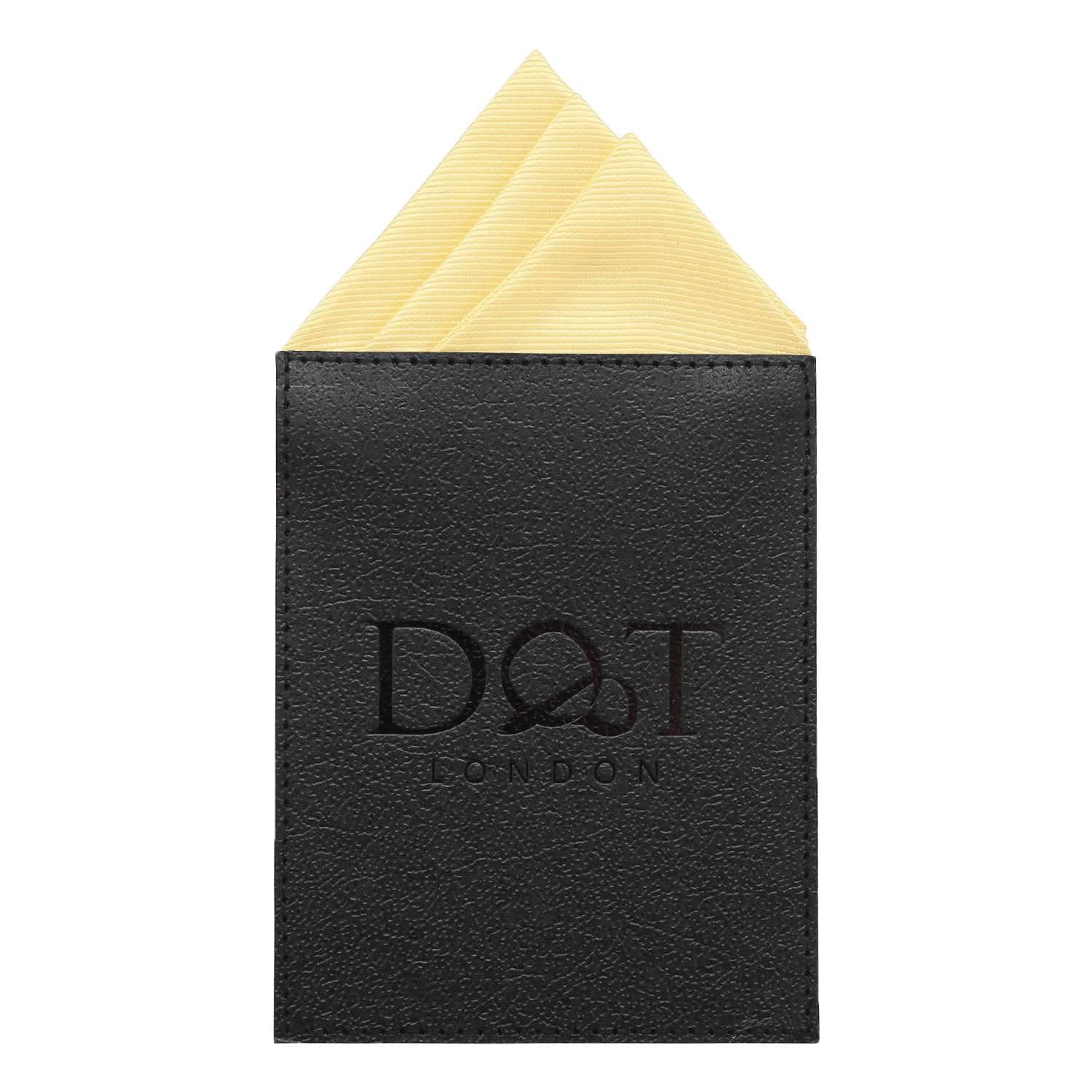 DQT Mens Plain Twill Pre-Folded Pocket Square - Wedding, Business & Formal Suit Handkerchief - Daffodil Yellow - One Peak