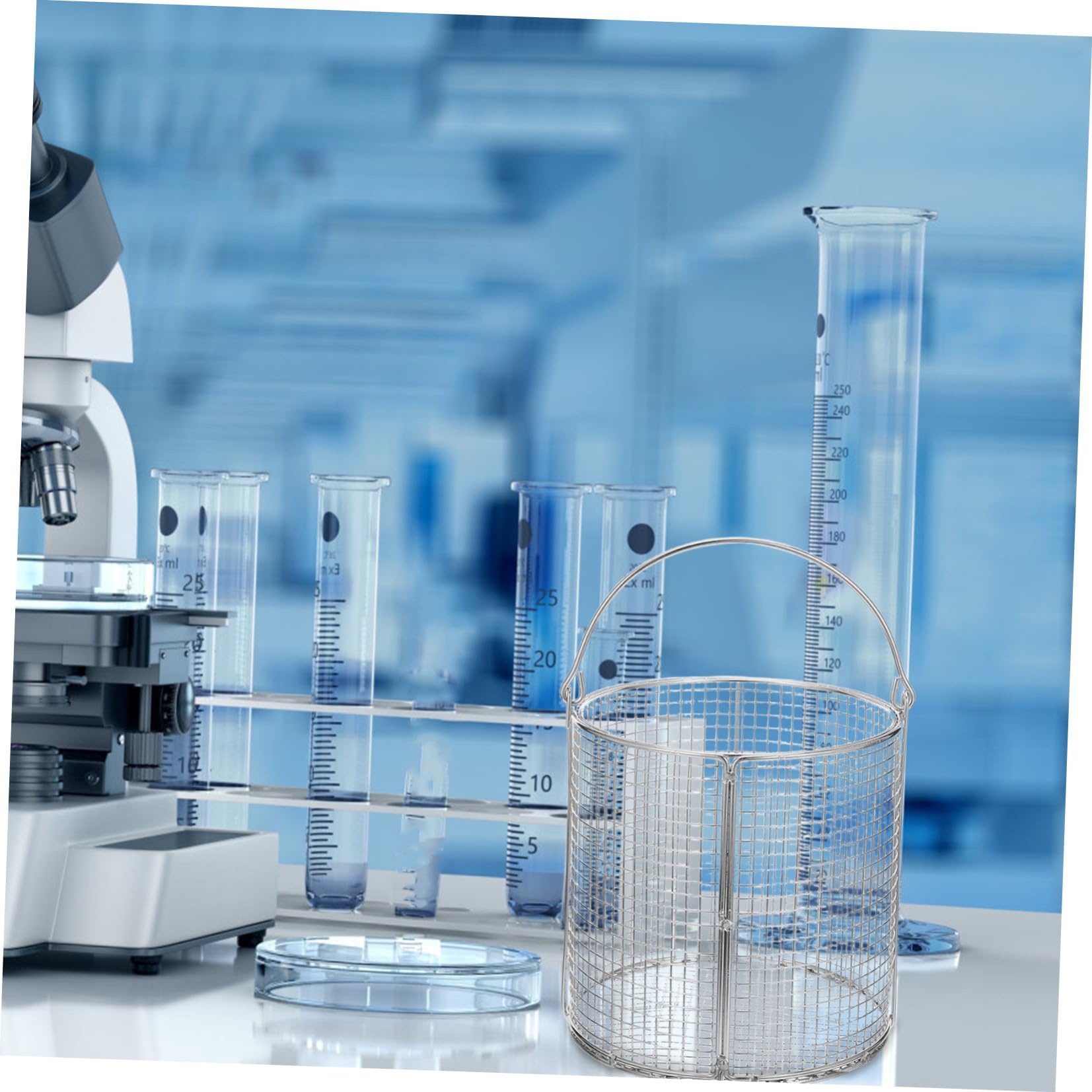 Cestino per Pulizia Ultrasuoni in Acciaio Inossidabile con Manico Oscillante, Filtro a Rete Fine per Parti di Precisione e Componenti Metallici Piccoli, Adatto a Settori Medici