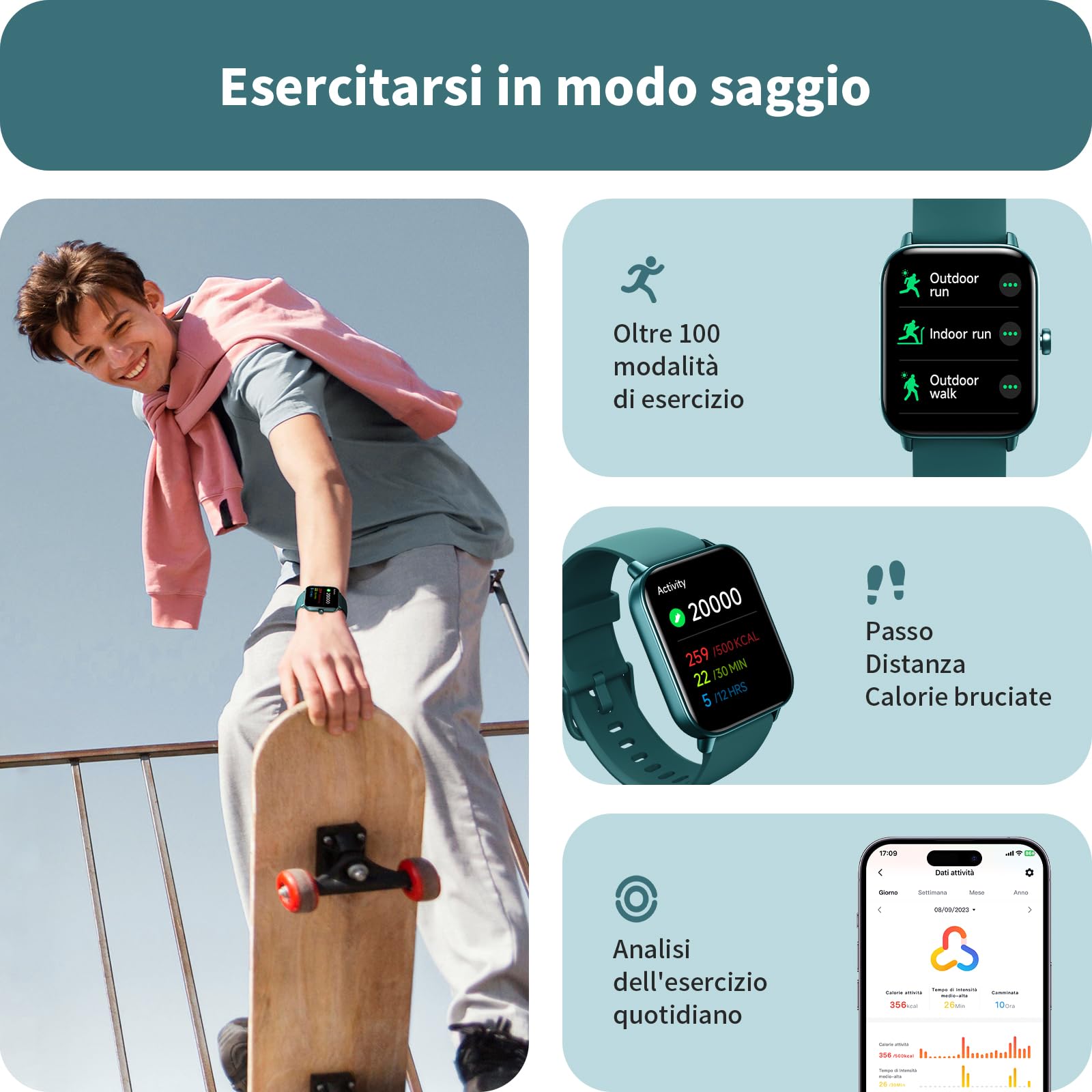 Smartwatch Uomo Rispondi/Effettua Chiamate e Alexa, 1.8" Orologio Smartwatch SpO2/Frequenza Cardiaca/Sonno/Stress, Contacalorie/Passi/Distanza, 120 Modalità Sport, Orologio Fitness IP68 Regalo Uomo