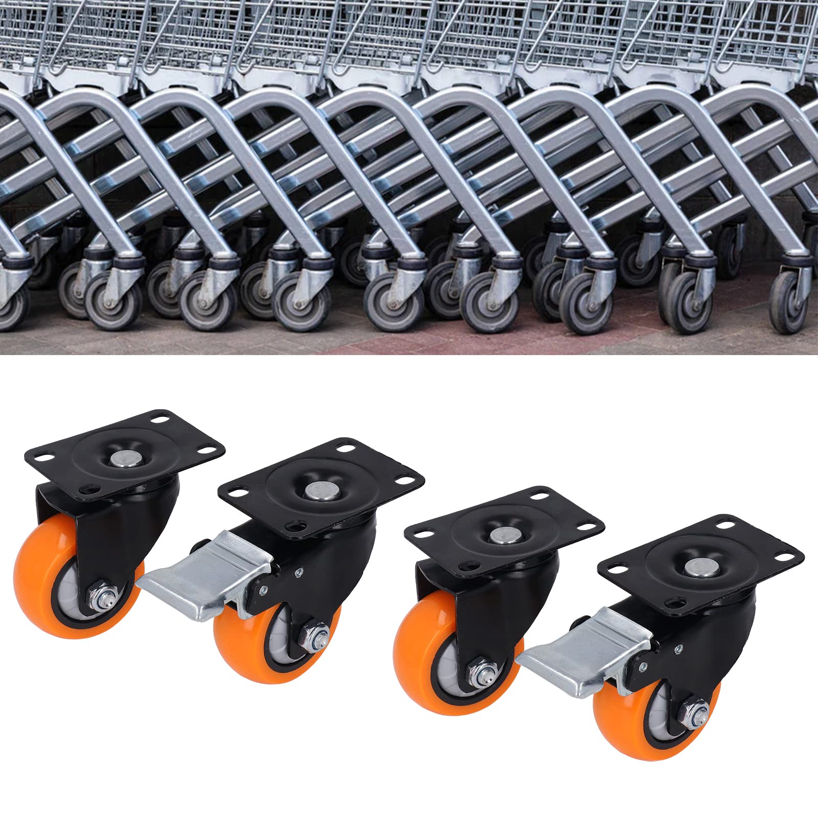 Roulettes de service 3 pouces, 4 pièces, avec plaque supérieure, Double roulement, charge de 800lb, pour meubles, armoires à outils, chariots de rangement