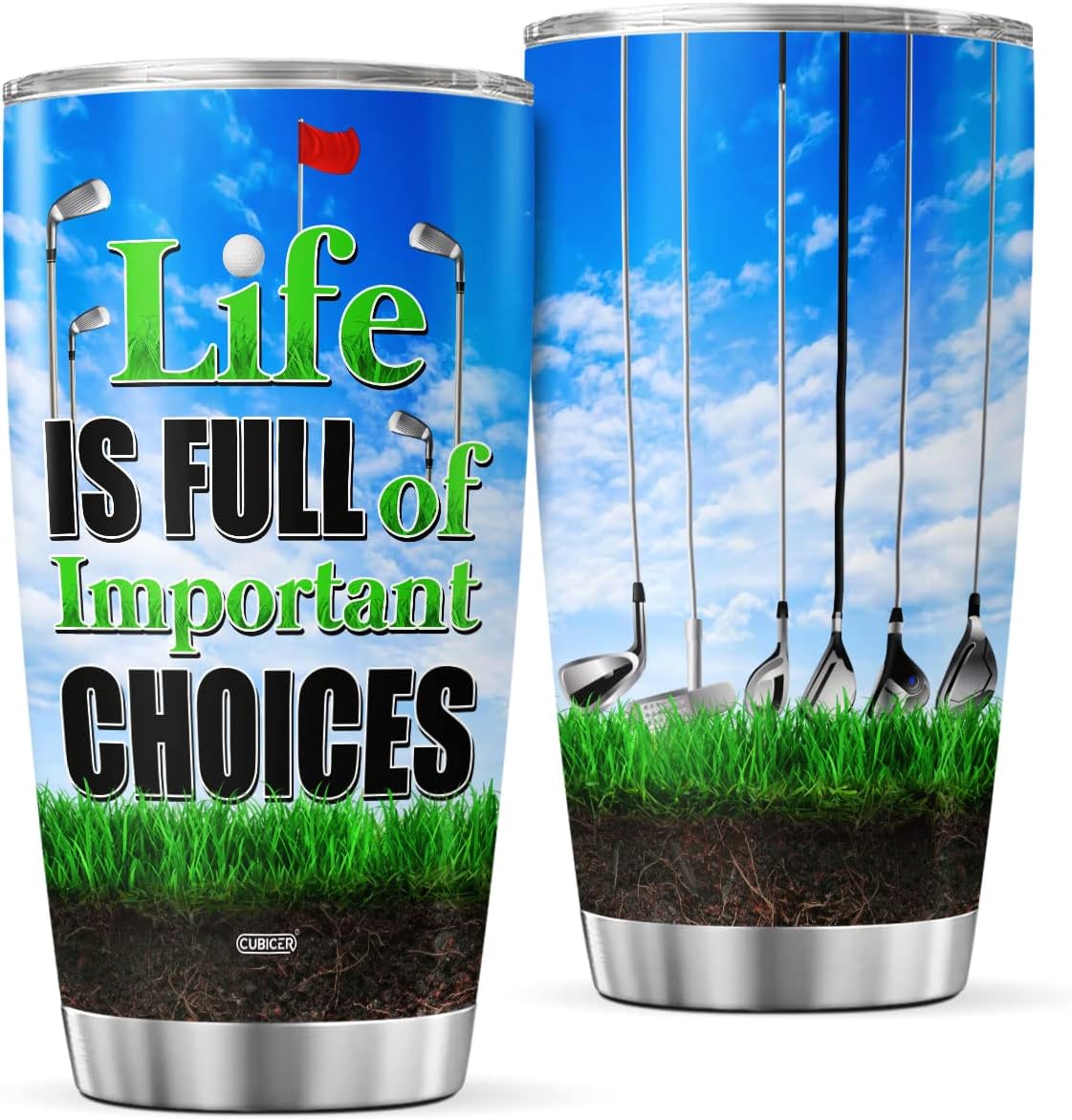 CUBICER Golf Coffee Tumbler Golfer Travel Mug With Lid Birthday Gifts For Women Men Teenagers Wife Husband Him Her Sports Insulated Cup Stainless Steel Tumblers Cold Drinks Funny Sayings