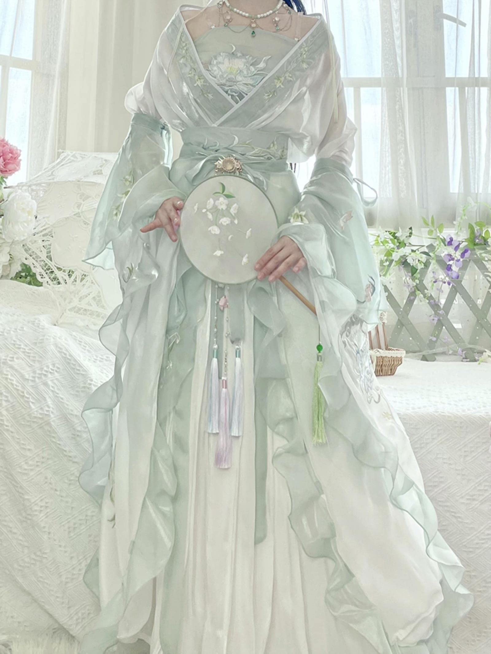 Chińska sukienka Hanfu dla kobiet starożytne tradycyjne haftowane zestawy Hanfu karnawał wróżka kostium cosplay zielona sukienka do tańca Hanfu
