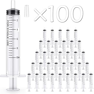 10ml Syringes 100 Pack Plastic Small Syringe with Tip Cap, Measuring Syringe, Oral Syringe for Scientific Labs, Feeding Pets, Measurement,Refilling, No Needle