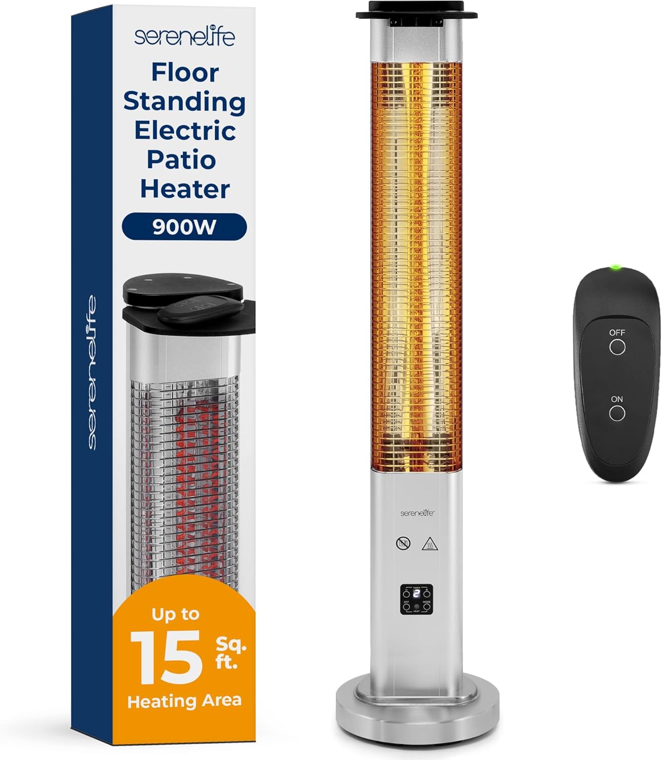 SereneLife Outdoor Electric Patio Heater - 900W Infrared Heater with Remote