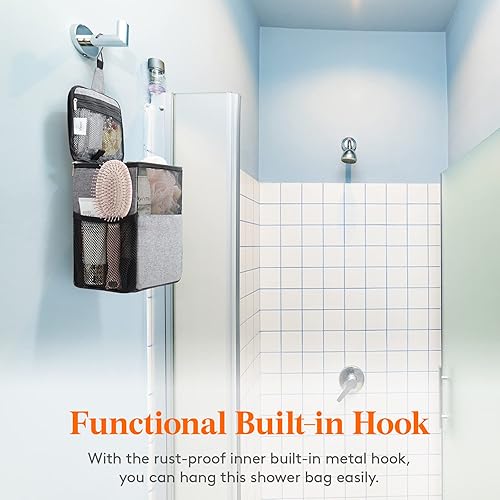 Miniatura 5 de Lifewit Bolsa de ducha de malla portátil para dormitorio universitario, bolsa de mano esencial para baño, gimnasio, viajes, campamento, de secado