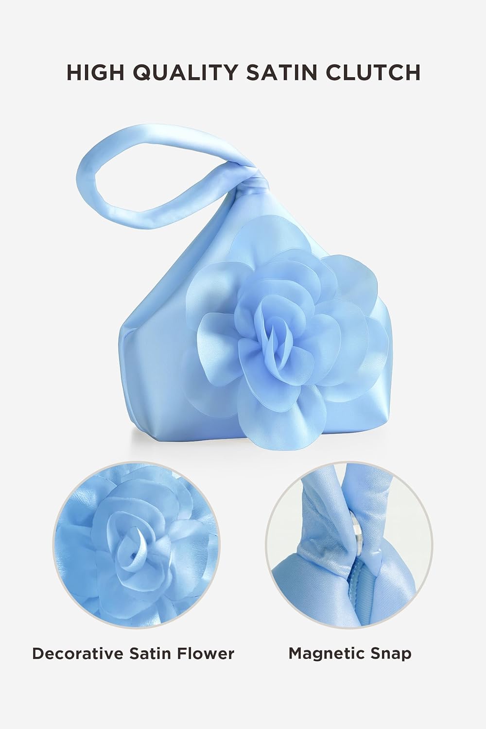 BABEYOND Clutch Purses for Women - Evening Bags Flower Satin Handbag Classy Wristlet Purse for Party Daily Wedding - Image 4