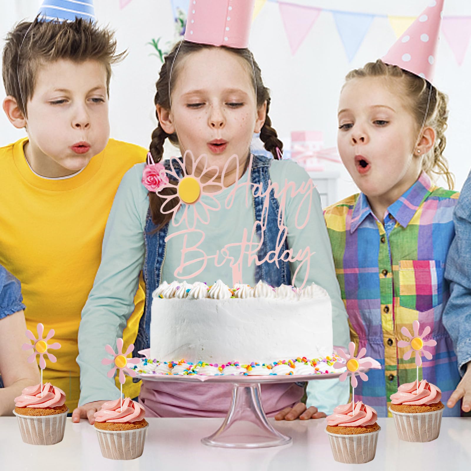 Toppers Per Cupcake Margherita - 24 Pezzi Decorazioni Torte Compleanno Bianche