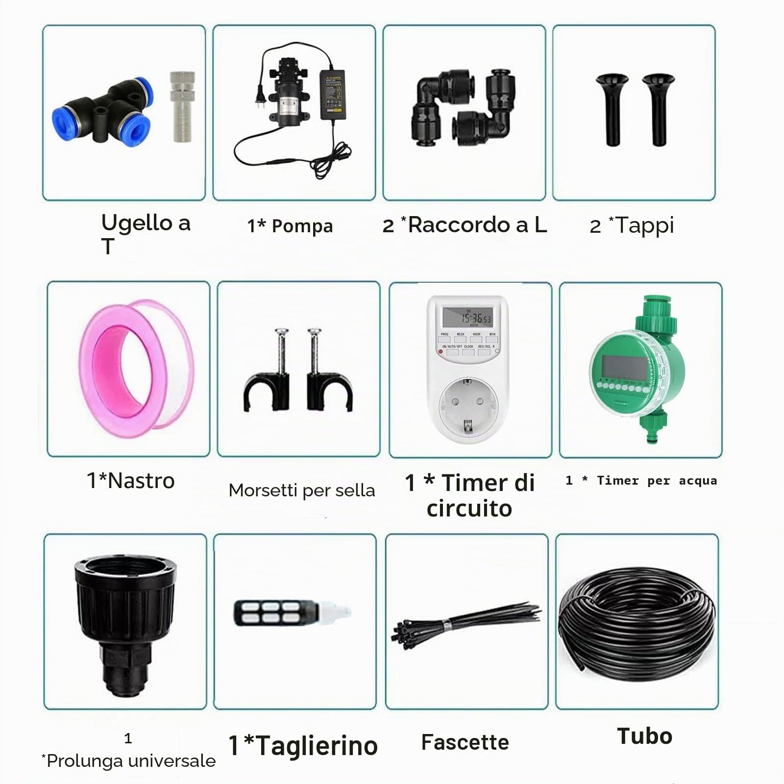 50m Nebulizzatore Giardino da Esterno con Pompa silenziosa 24v & timer, Kit di nebulizzazione con filtro, Sisteme di Raffreddamento for Patio, Sisteme Irrigazione Giard