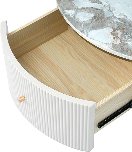 Miniatura 79 de Mesa de centro moderna con 2 cajones de almacenamiento y estantes de exhibición, mesa de cóctel rectangular con luces LED de 16 colores, ideal para