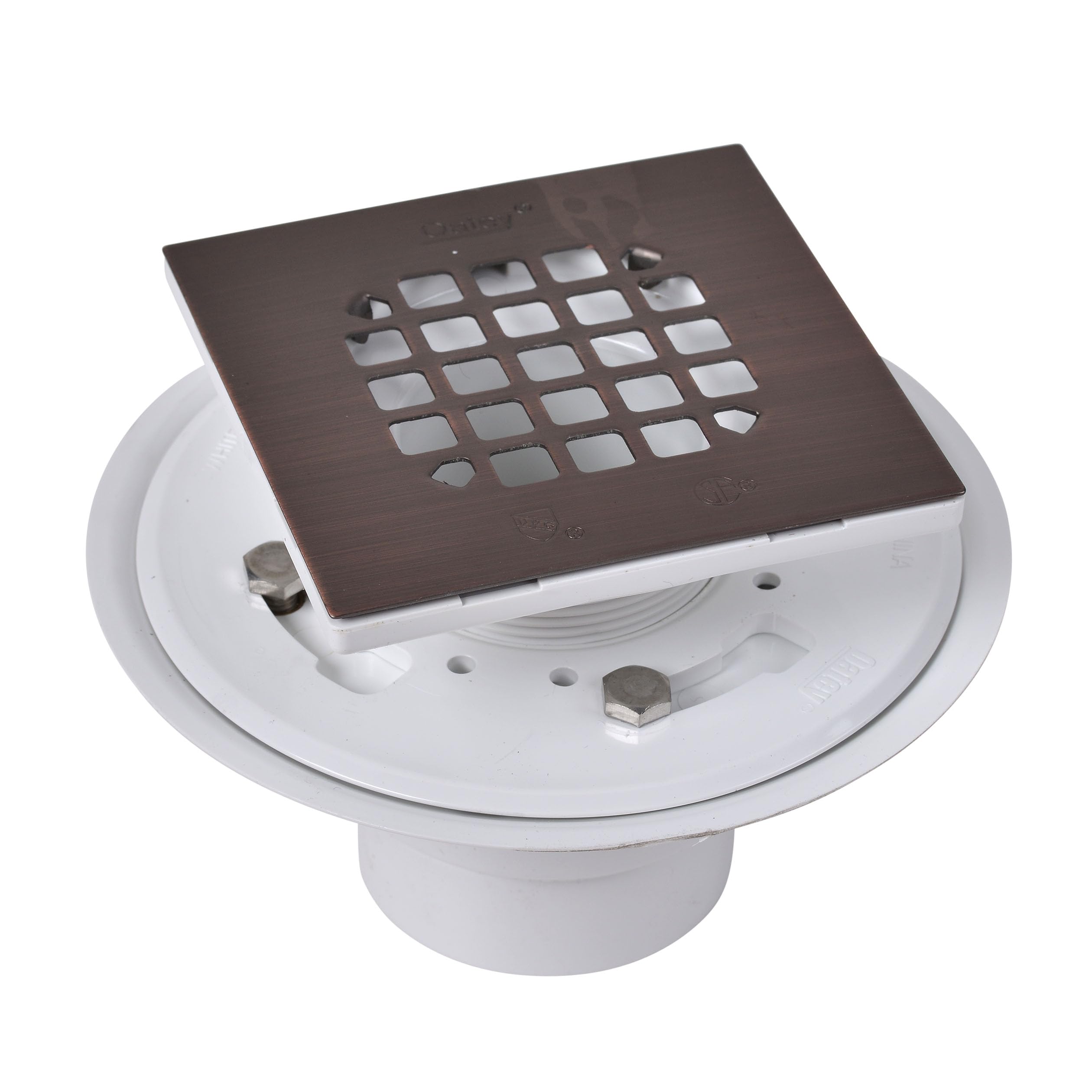 Oatey 42398 PVC 2-3" Low Profile Square Orb Strainer, Small, Rubbed Bronze