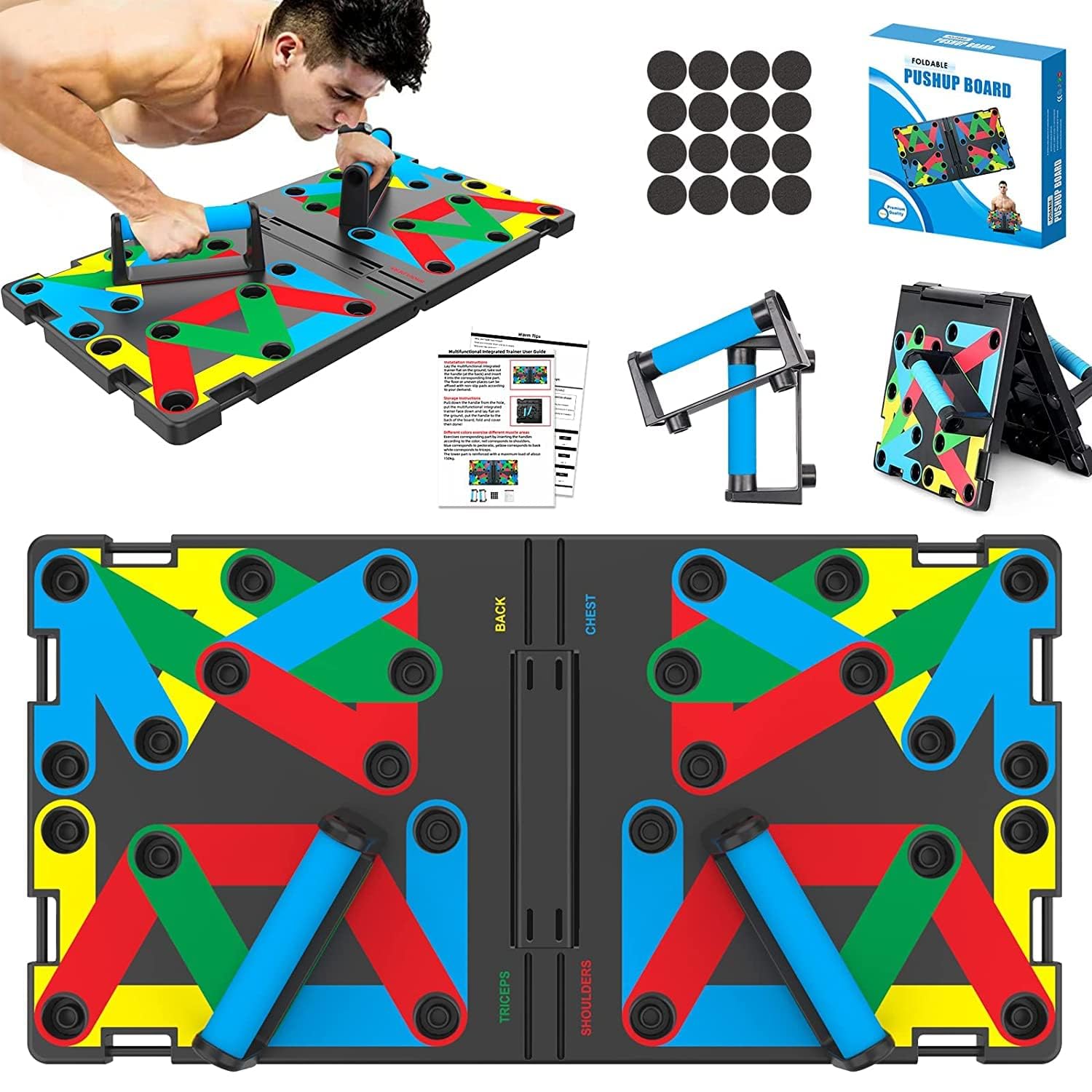 HOMETIC Large Push Up Board, 46 in 1 Foldable Pushup fitness stands, Portable Strength Training Equipment at Home Gym,Push up Bars for Floor, Workout for Men and Women (B0C783MSFJ) Amazon Price History, Amazon Price Tracker