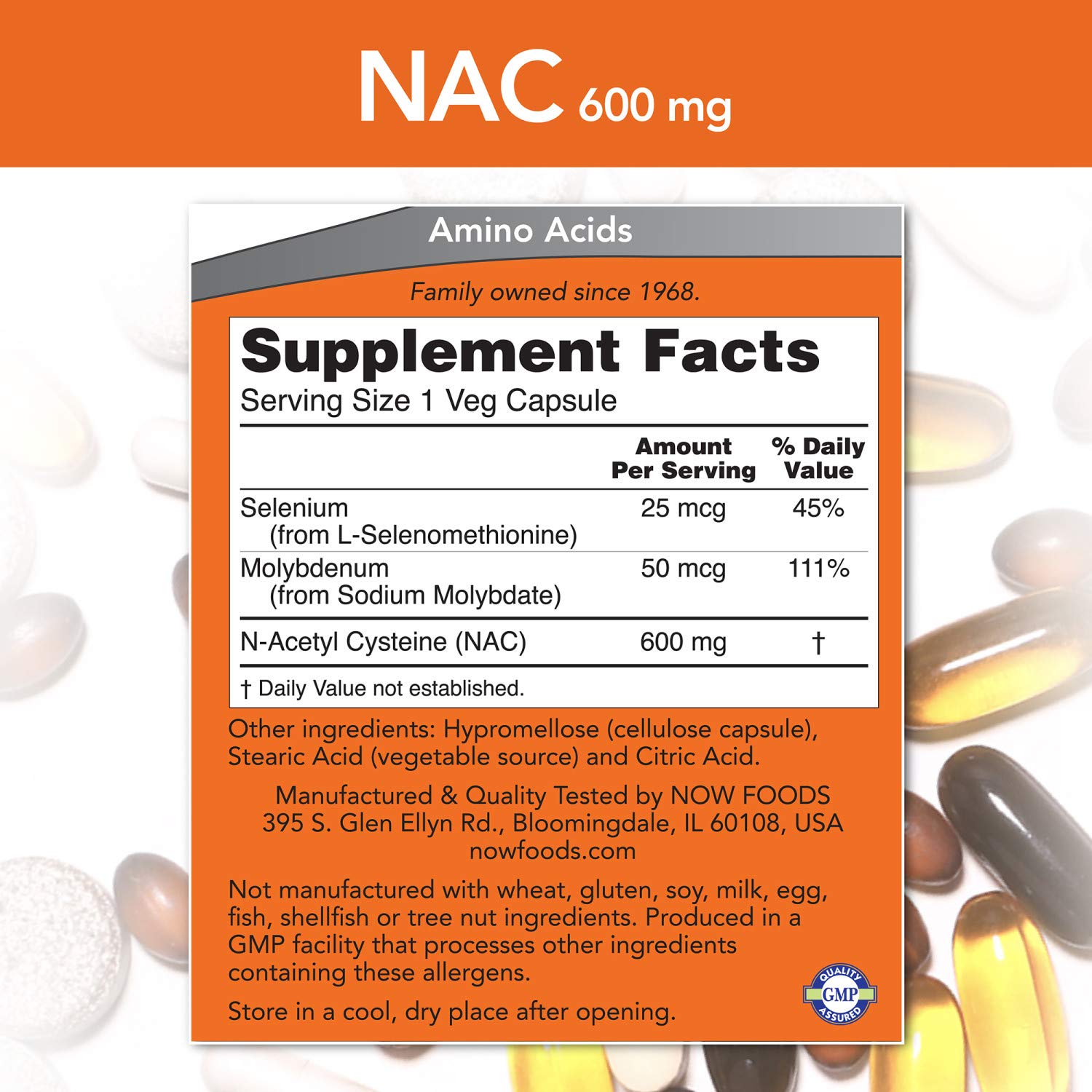 NOW Supplements, NAC (NAcetyl Cysteine) 600 mg with Selenium