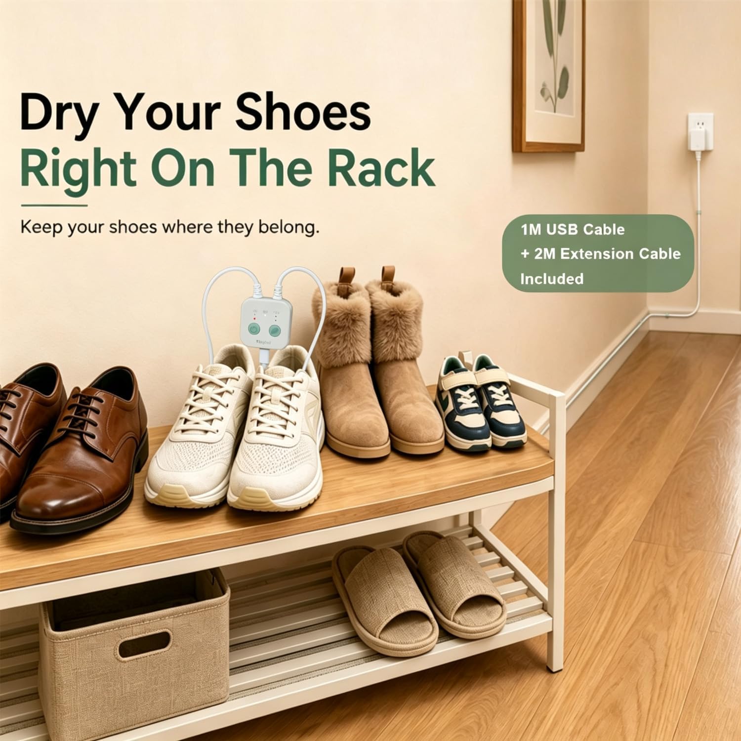 5V USB Electric Shoe Dryer, Smart Timed PTC Heating & CHCUT Odor Control