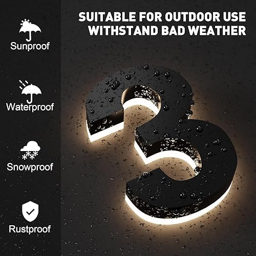 Miniatura 2 de Números de casa LED retroiluminados de 5 pulgadas para exteriores, número de dirección flotante de acero inoxidable, números de casa modernos