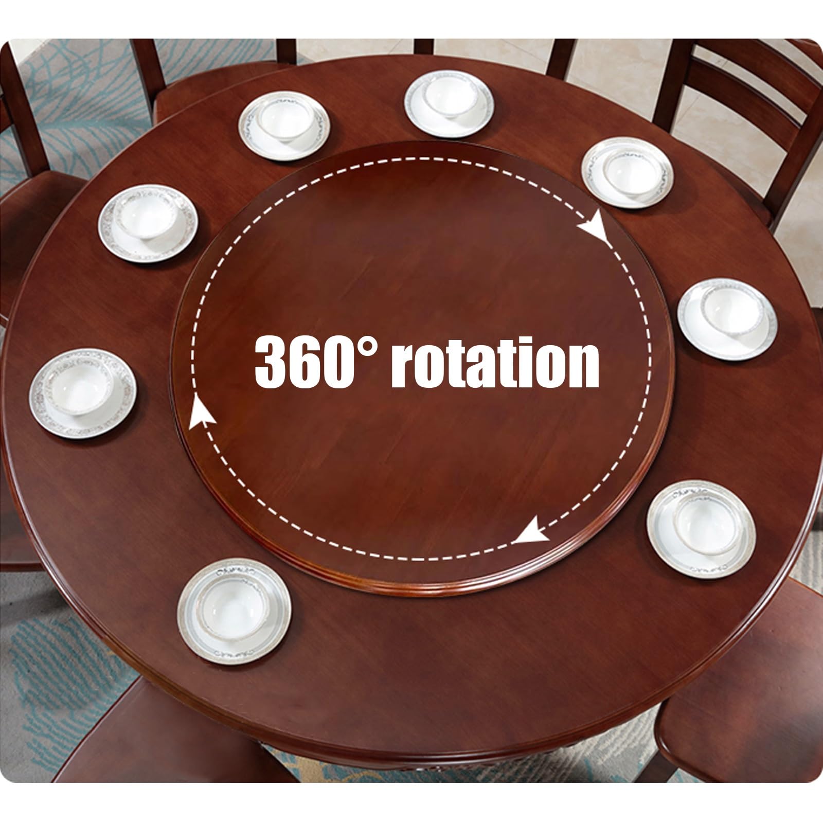 Vassoio da portata girevole a 360°, centrotavola in legno per tavolo, rotondo da 70 cm, versatile Lazy Susan per cena, cucina e feste, elegante finitura in legno