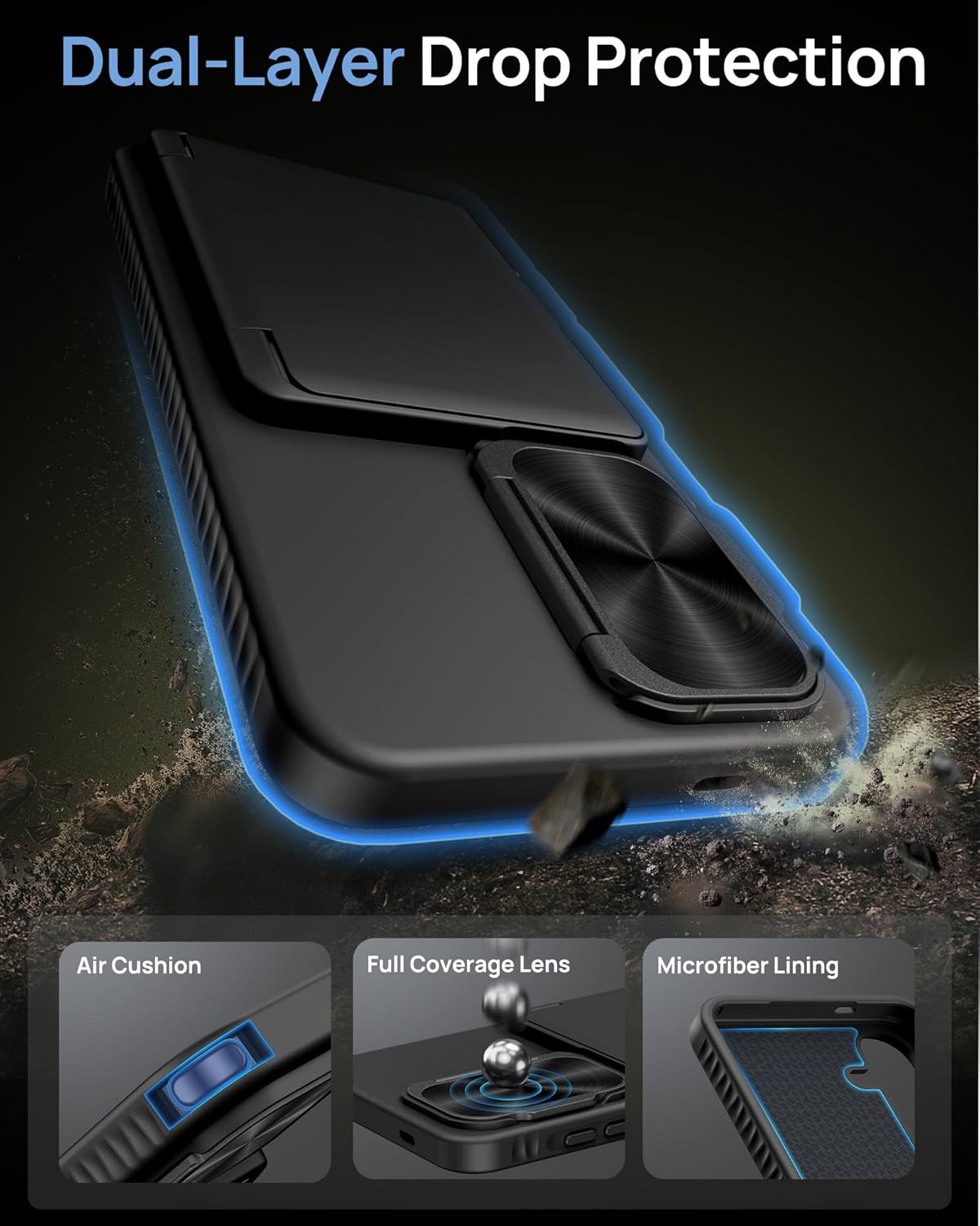 for Samsung Galaxy S25 Case Wallet, Built-in Stand & Card Holder & Camera Cover, Full Body Protective Rugged Multifunctional Wallet Kickstand Phone Cover Case for Samsung S25 6.2" 2025, Black - Image 6