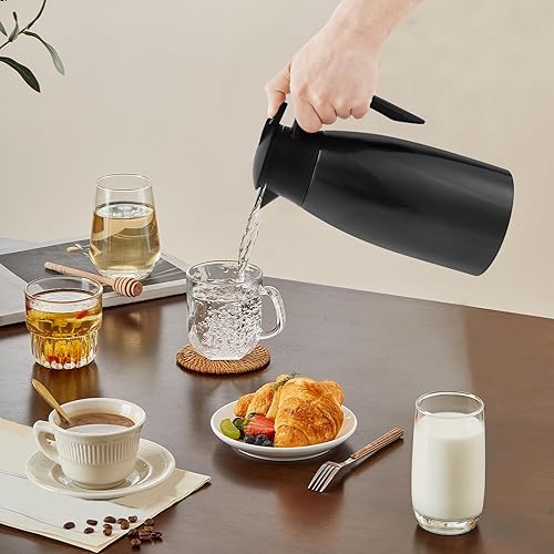 Miniatura 8 de Jarra térmica de café de acero inoxidable de 2L68 onzas, jarra aislada al vacío para bebidas calientesfrías, retención de temperatura 24 horas para