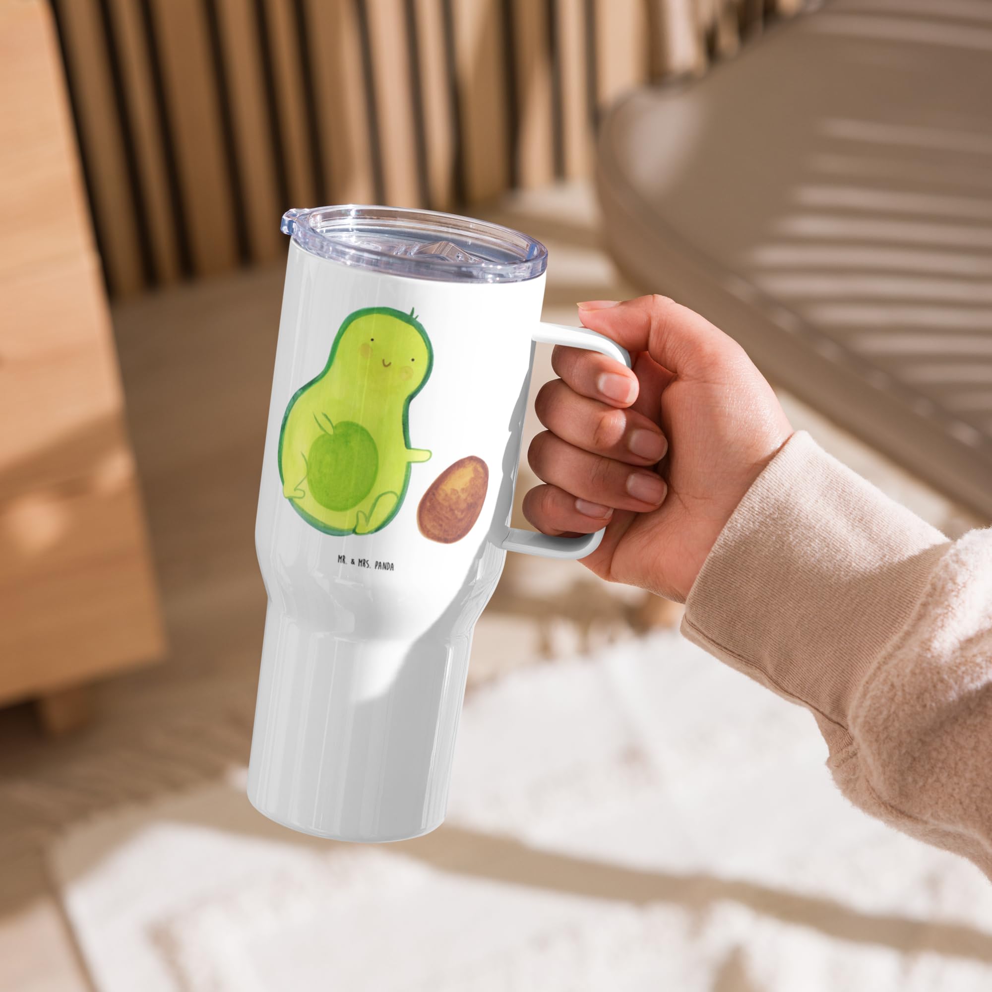 Mr. & Mrs. Panda thermosbecher Avocado Kern rollt - Geschenk, Mehrweg-Kaffeebecher, Kaffee-to-go-Becher, Liebe, Geburt, To-Go-Becher, glücklich, Schwangerschaft, Thermobecher, Baby, Isolierbecher