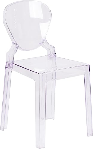 Flash Furniture Silla Theo Ghost con respaldo de lágrima en cristal transparente