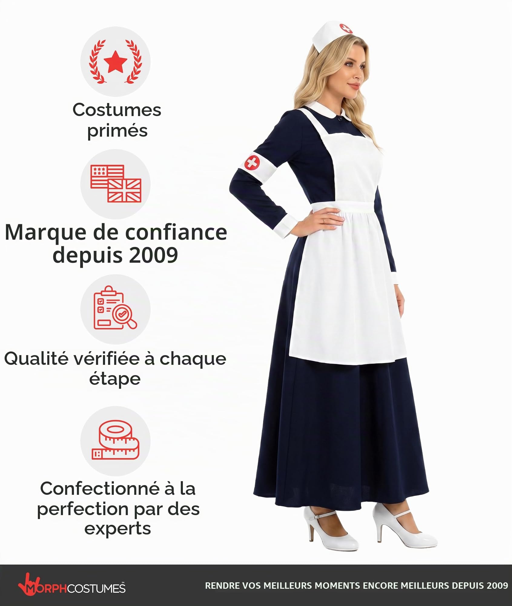 Fun Shack Robe Victorienne Femme, Costume Infirmiere Halloween Femme
