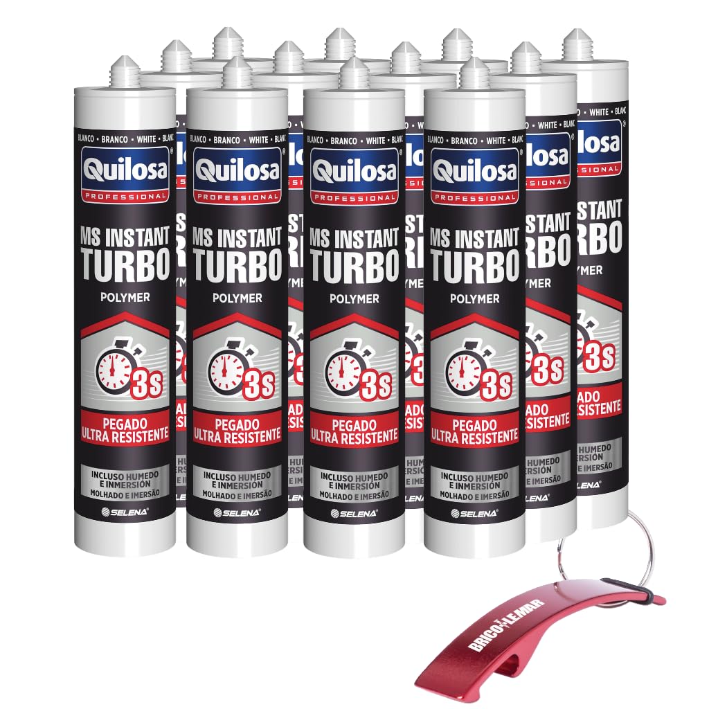 Quilosa MS Instant Turbo, Adhesivo Polímero Profesional, Blanco, 280ml, Ultra Resistente, Pegado Instantáneo en 3 Segundos, Resistente al Agua, para Carrocería Industrial y Construcción